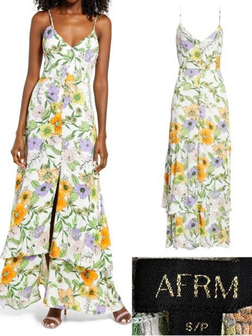 AFRM "Nella" Print Sleeveless High-Low Maxi Dress – Vintage Floral XS